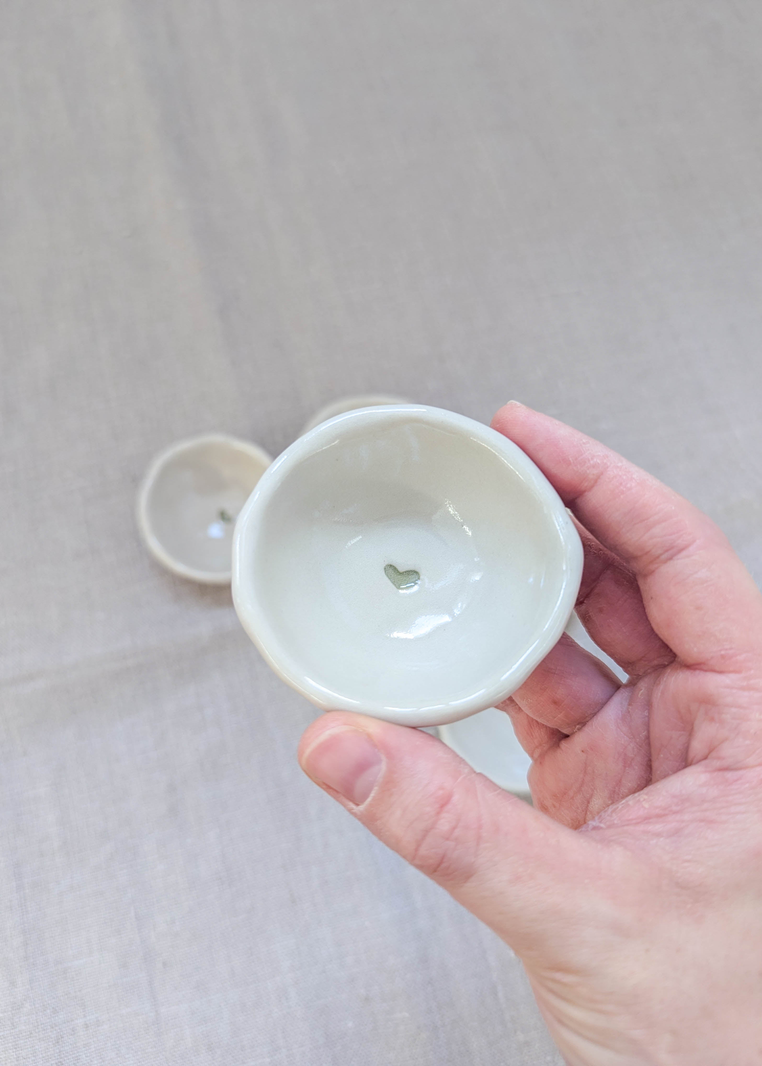 Mini heart trinket dish - green