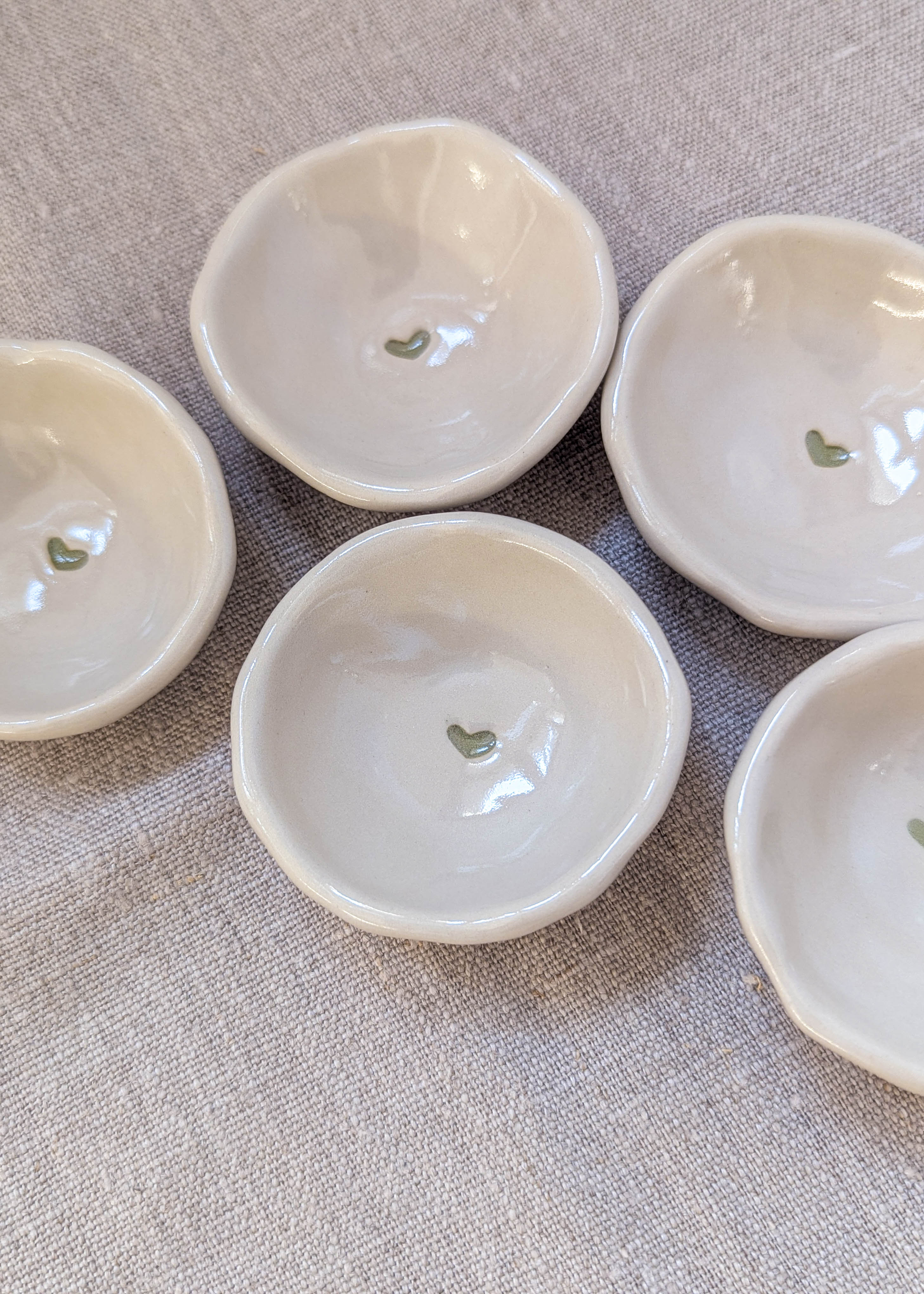 Mini heart trinket dish - green