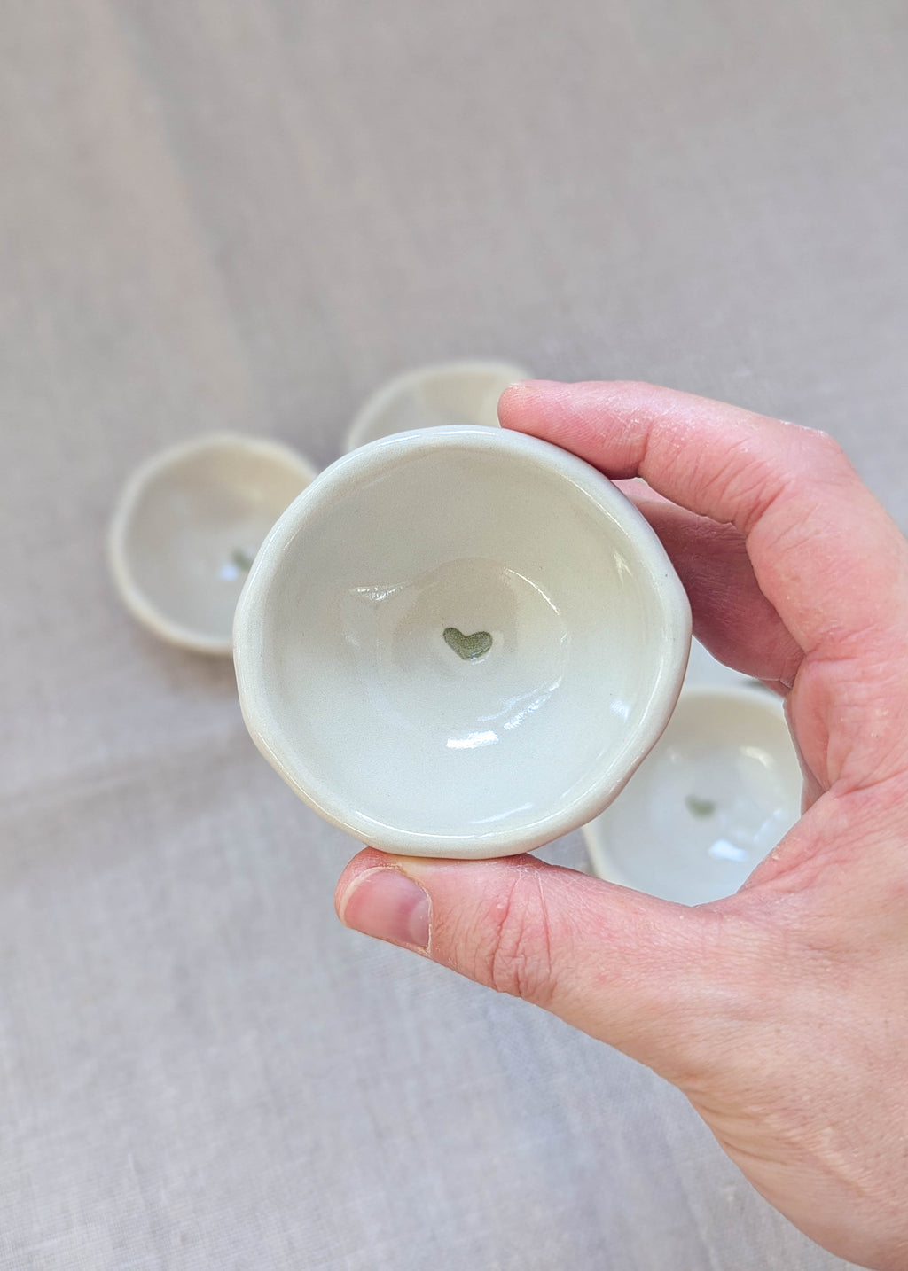 Mini heart trinket dish - green