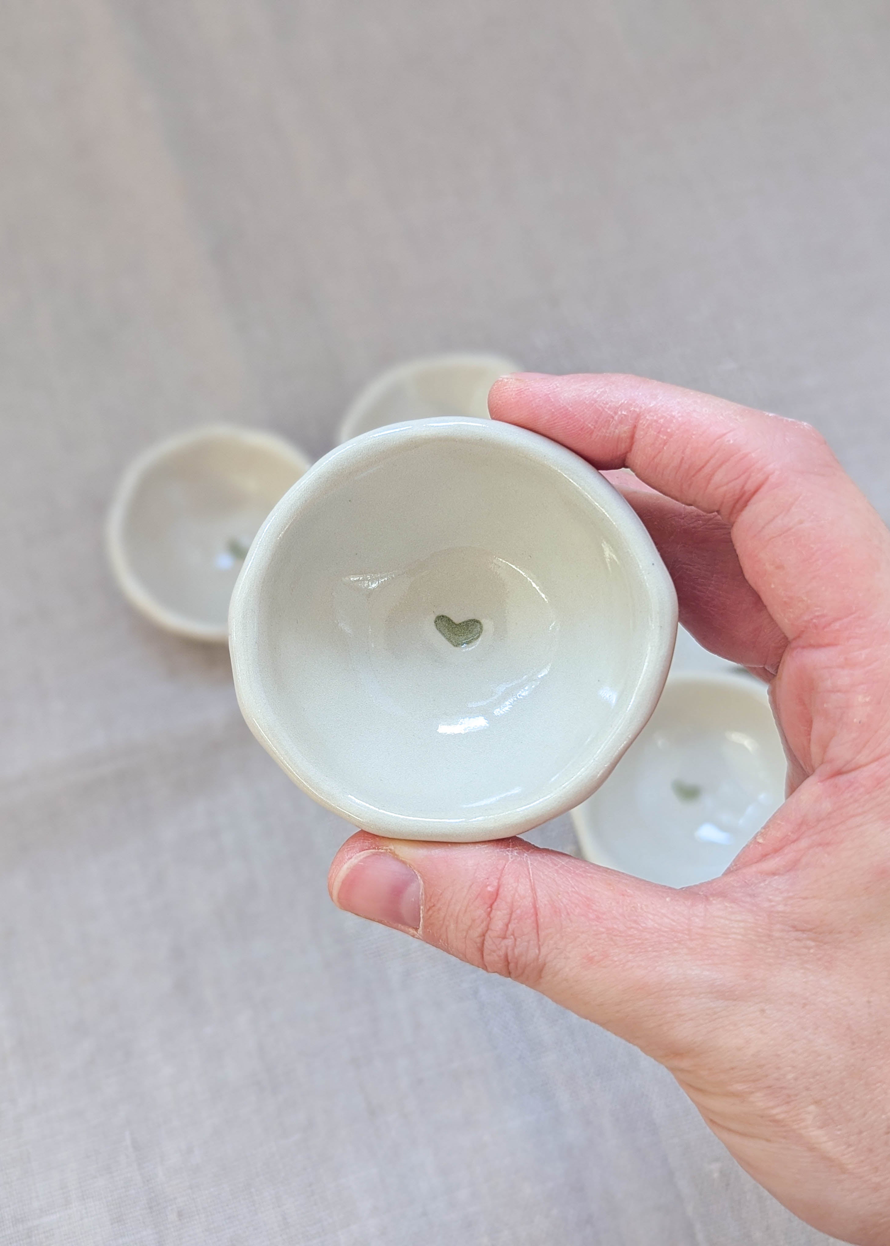 Mini heart trinket dish - green