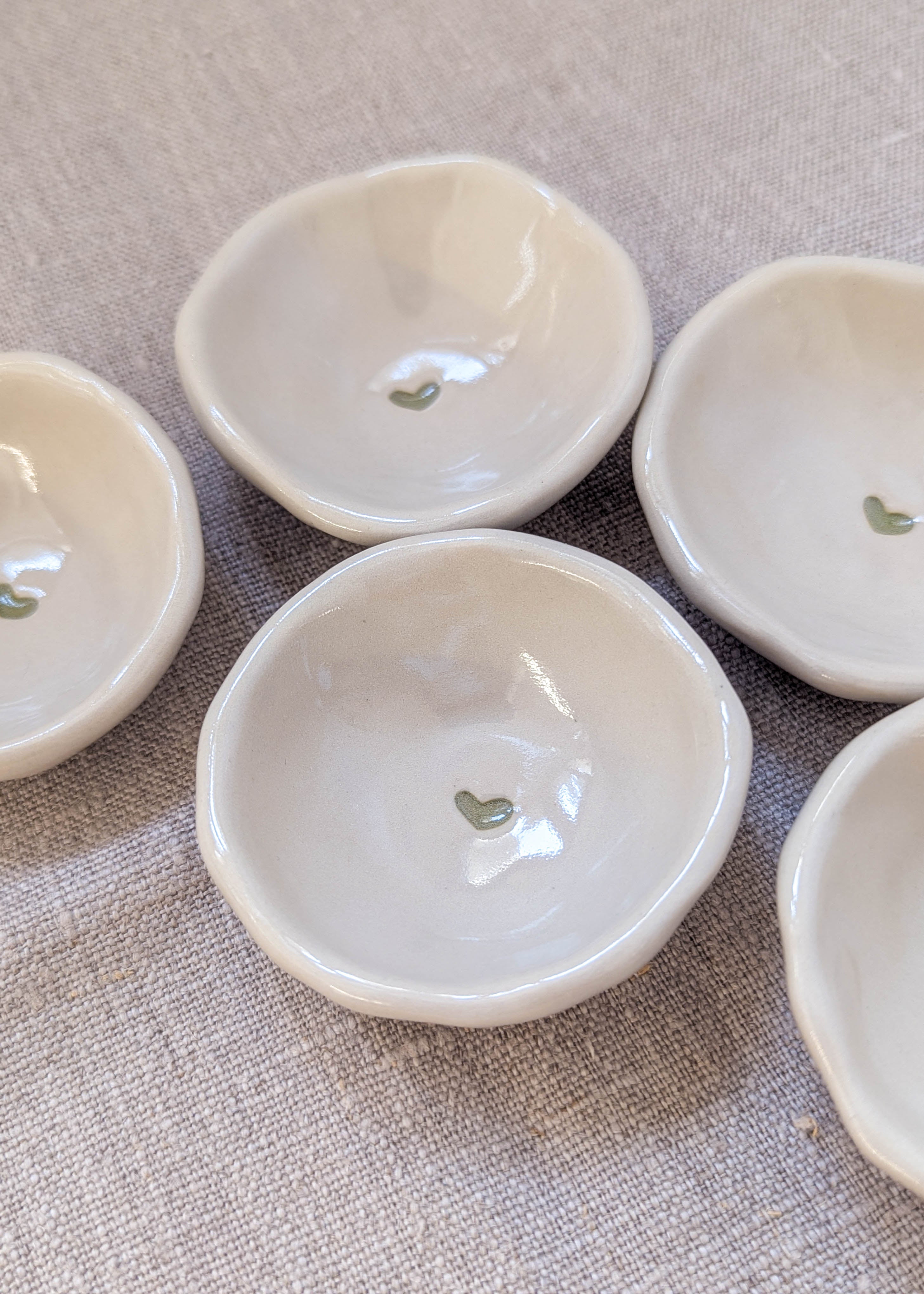 Mini heart trinket dish - green