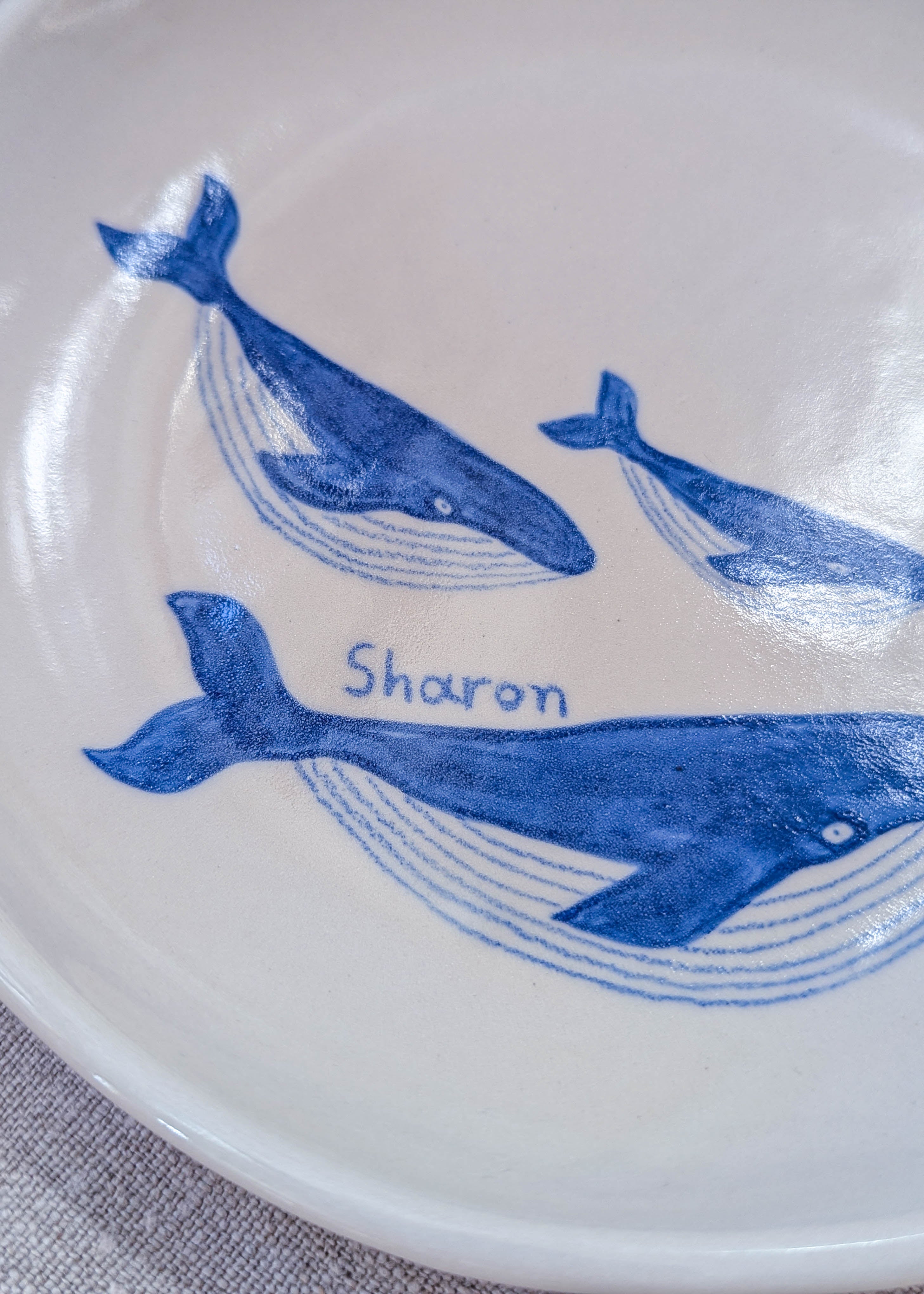 Personalised humpback whales plate 18 cm