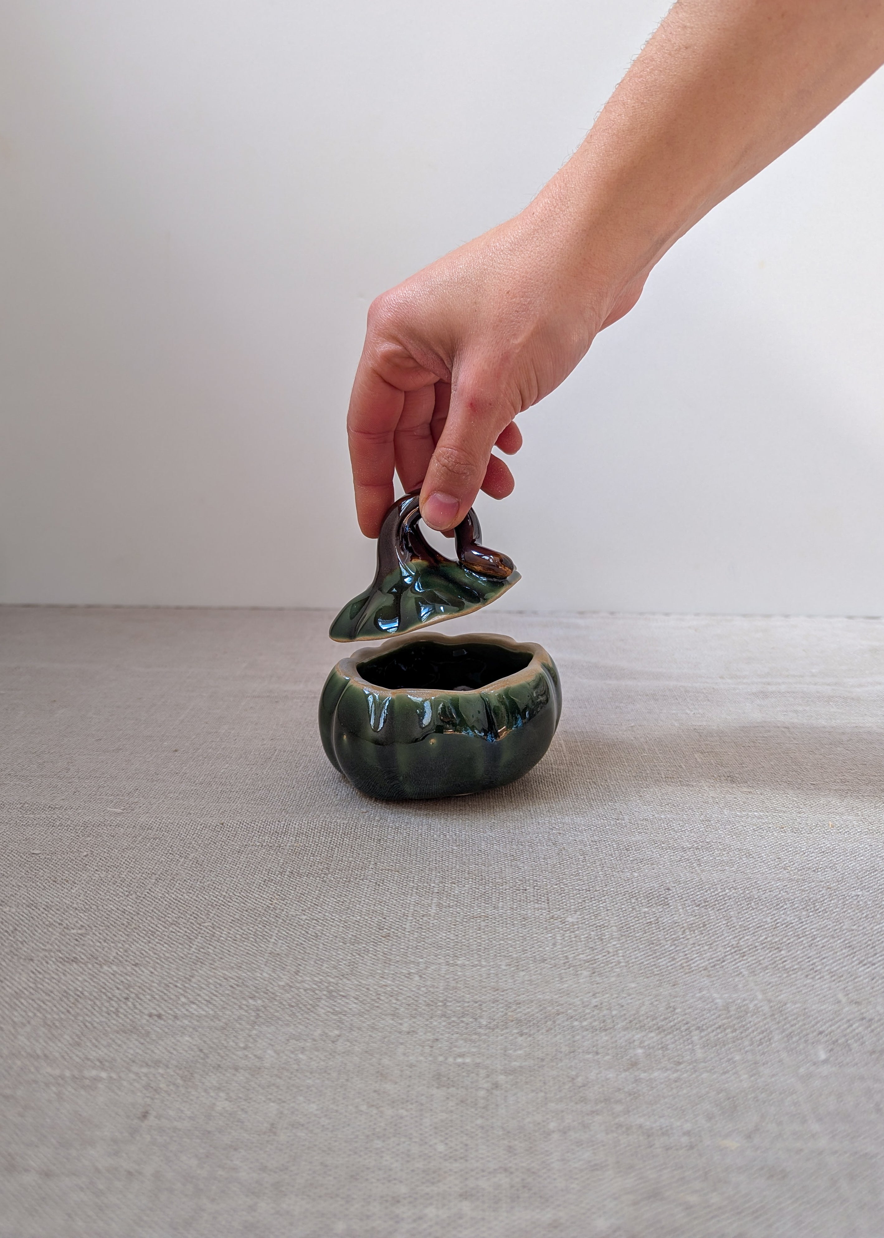 Lidded pumpkin jar