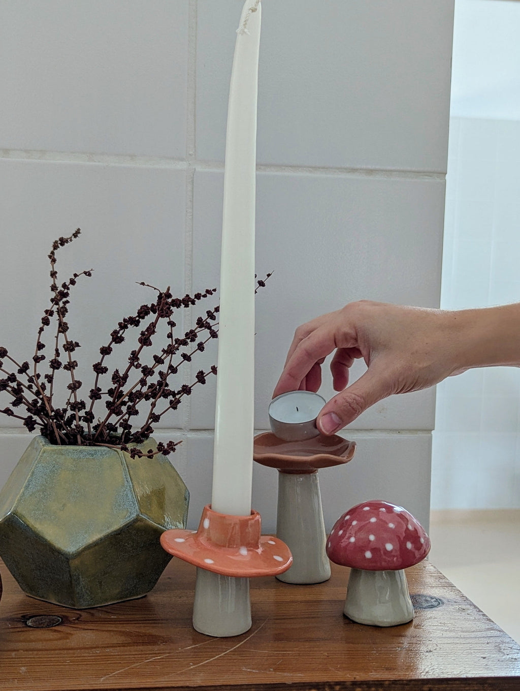 November - Make a mushroom candle holder from clay