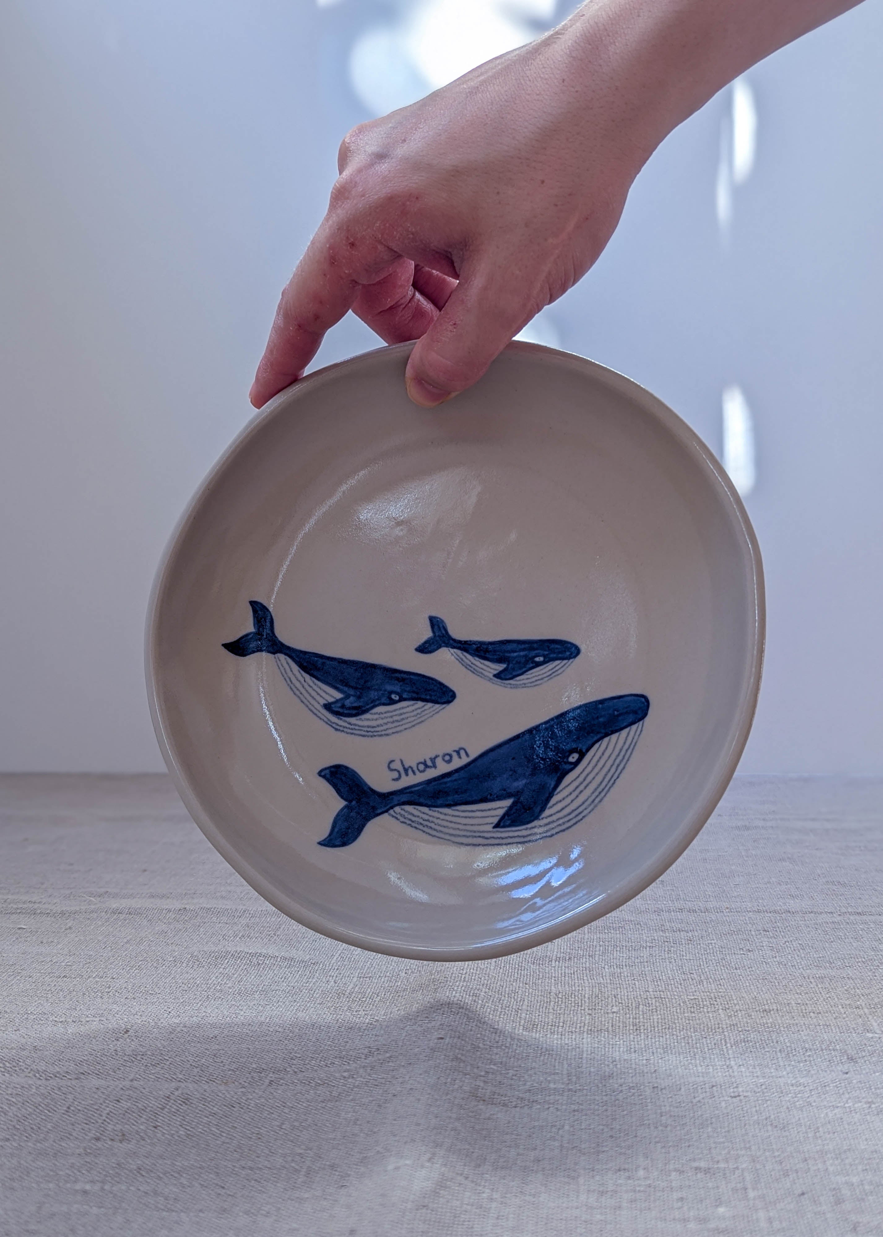 Personalised humpback whales plate 18 cm