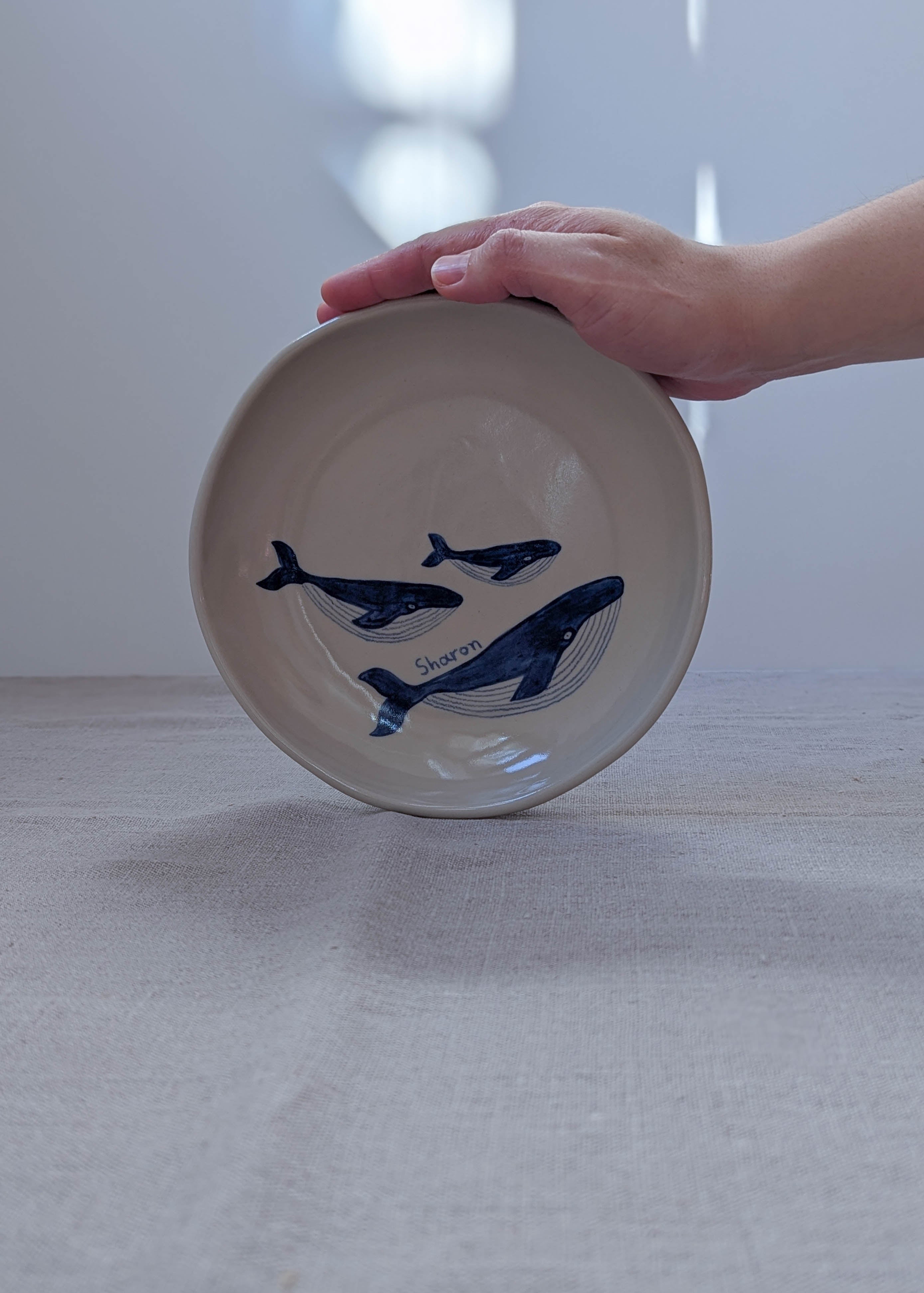 Personalised humpback whales plate 18 cm