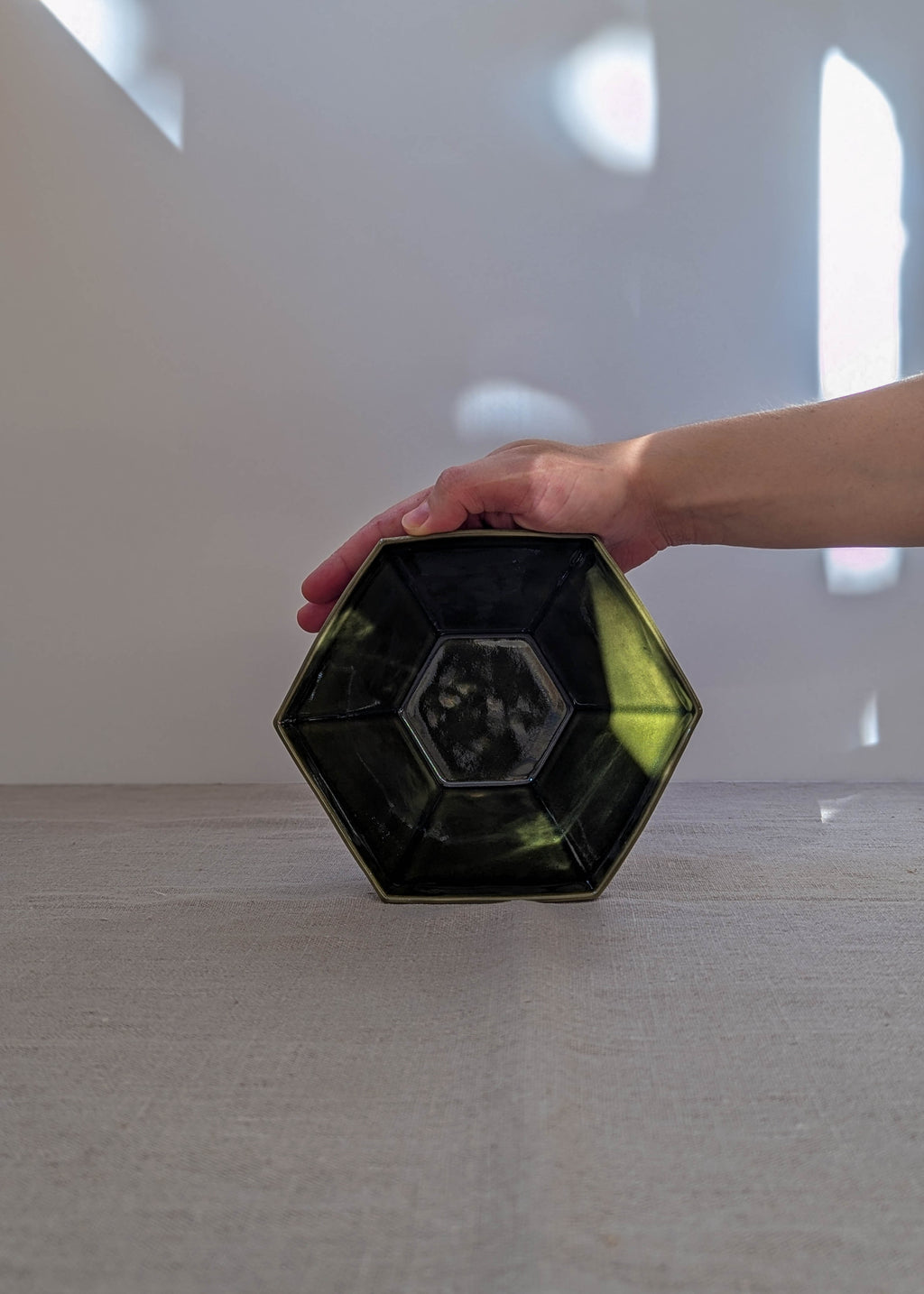 Hexagon cereal bowl - olive