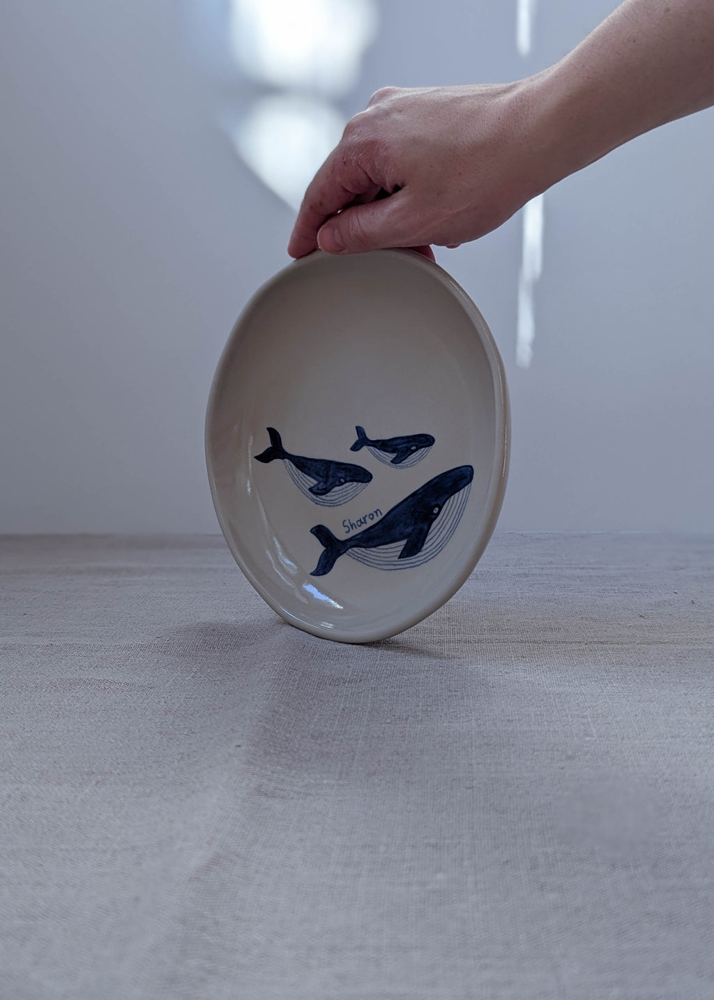 Personalised humpback whales plate 18 cm