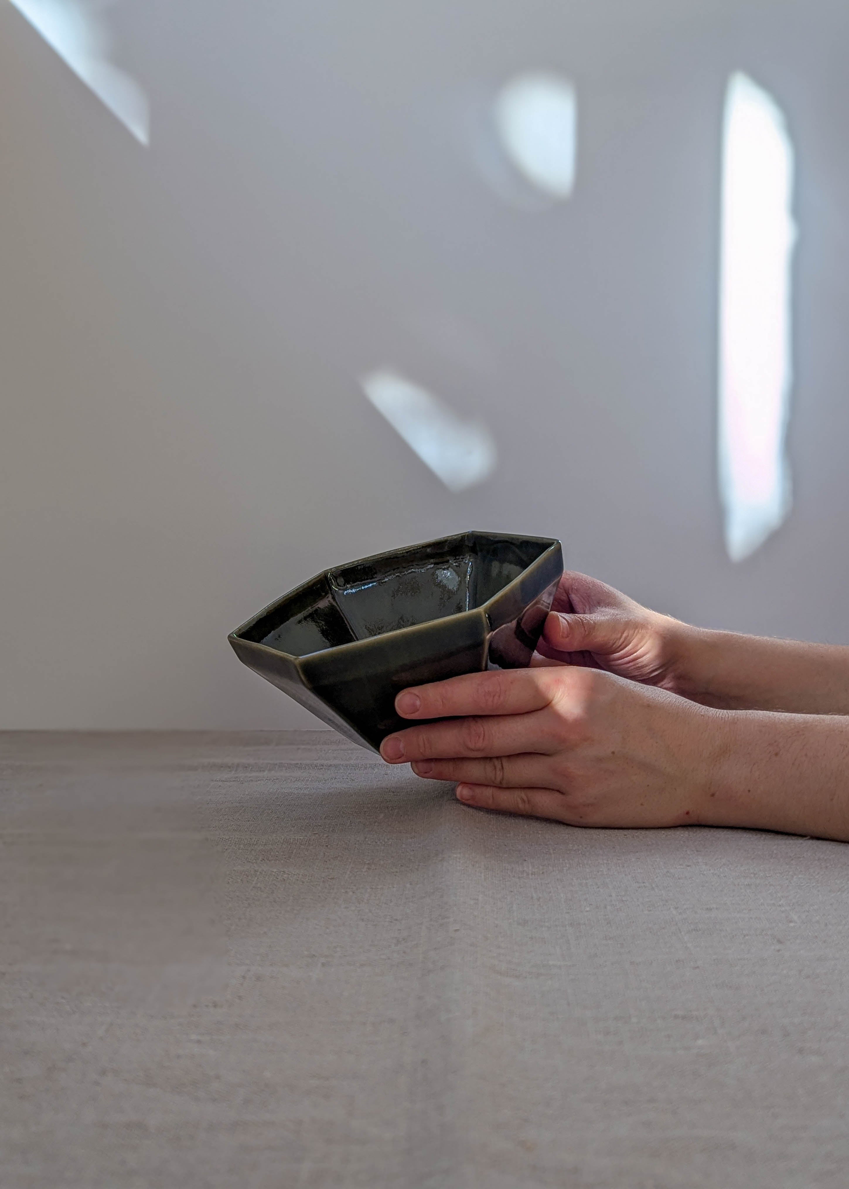 Hexagon cereal bowl - olive