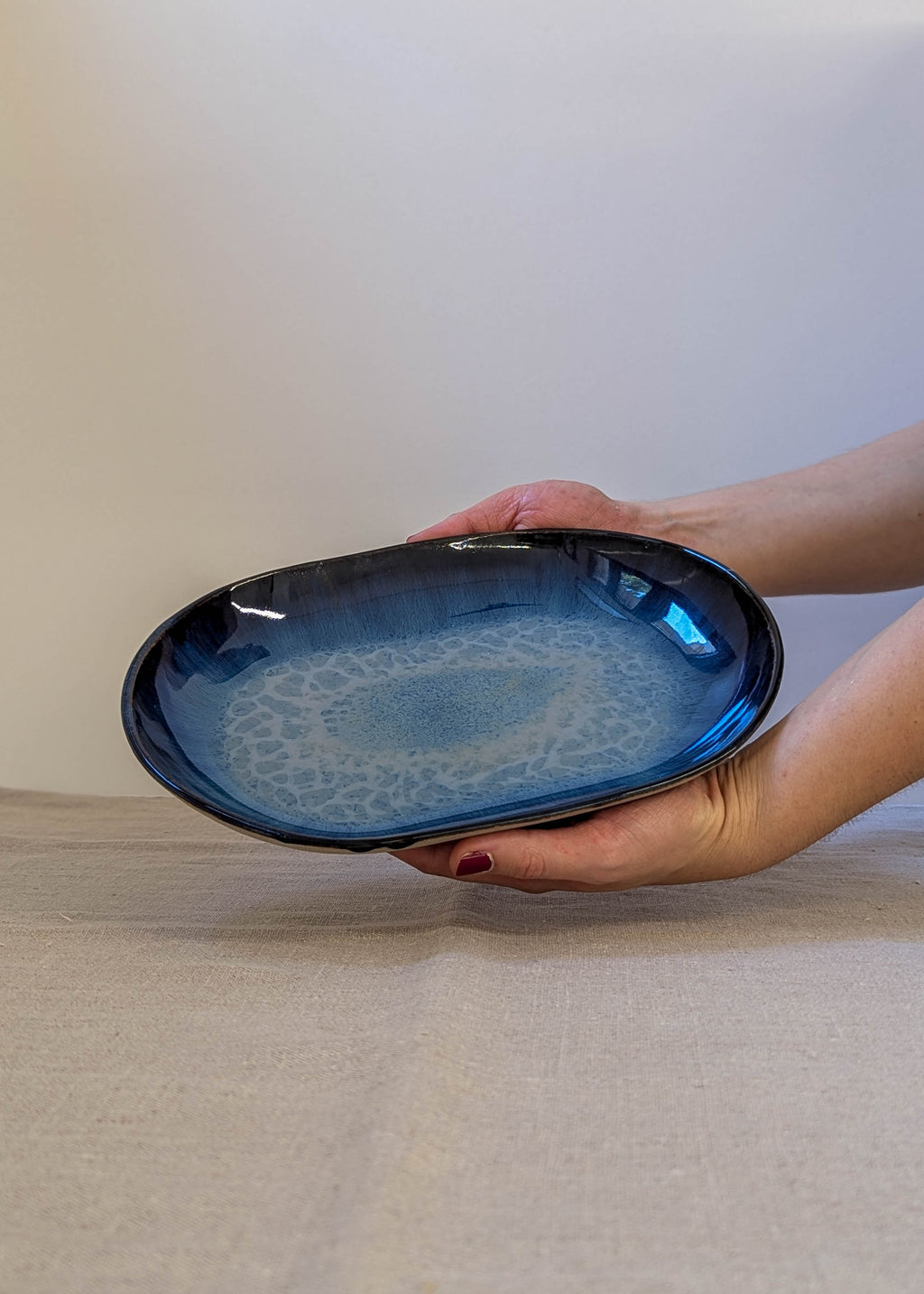Tall oval platter - seafoam