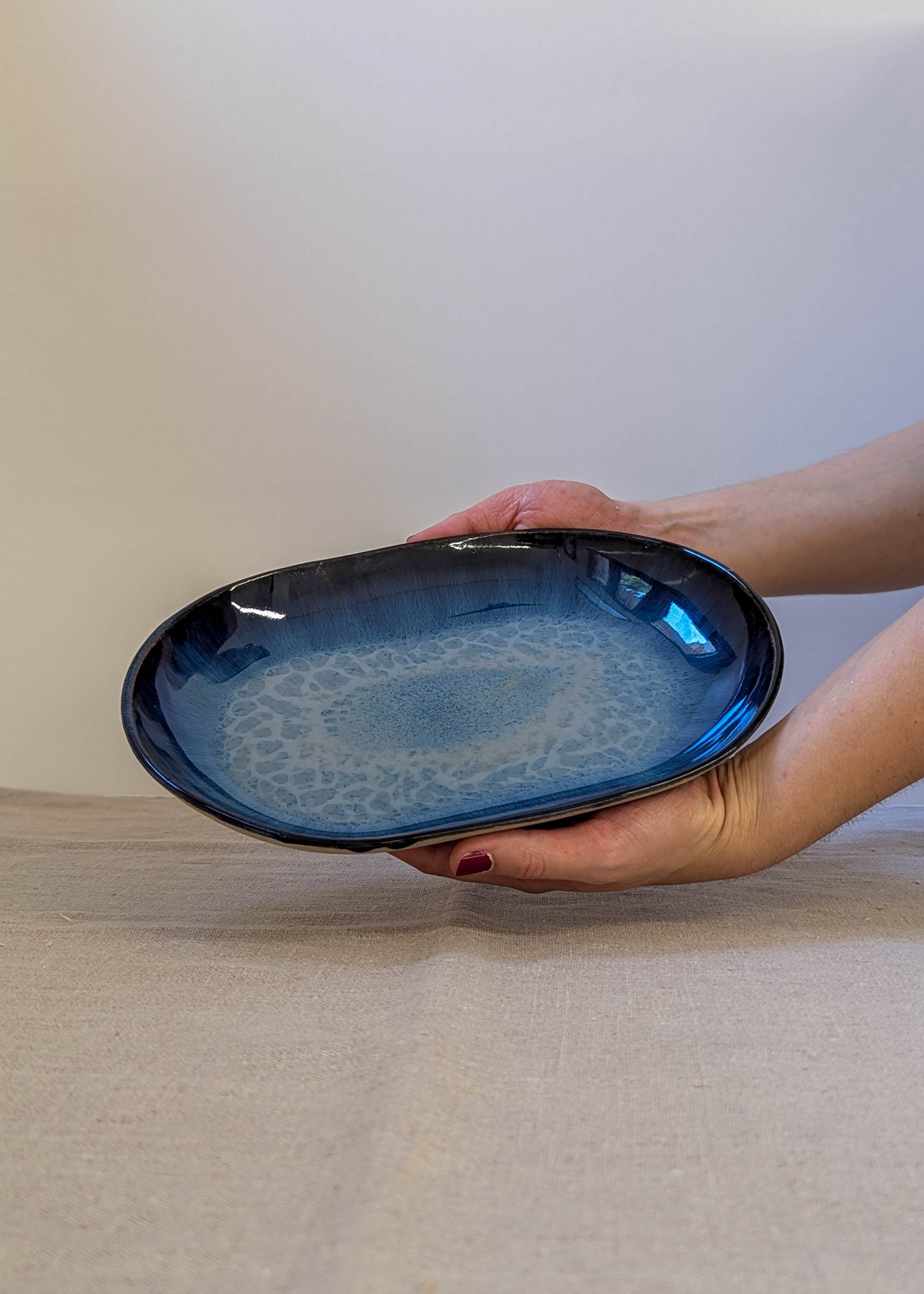 Tall oval platter - seafoam