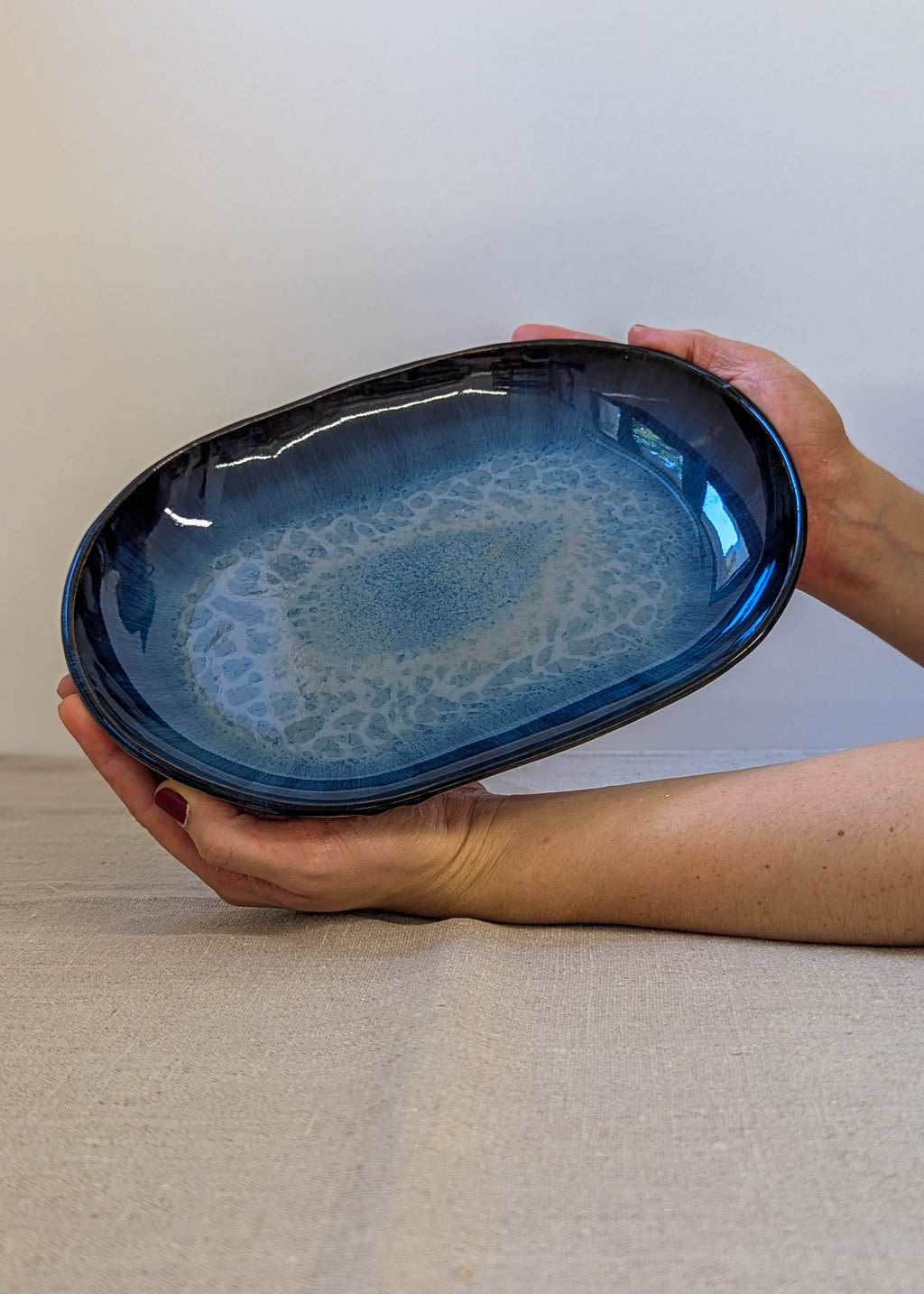 Tall oval platter - seafoam