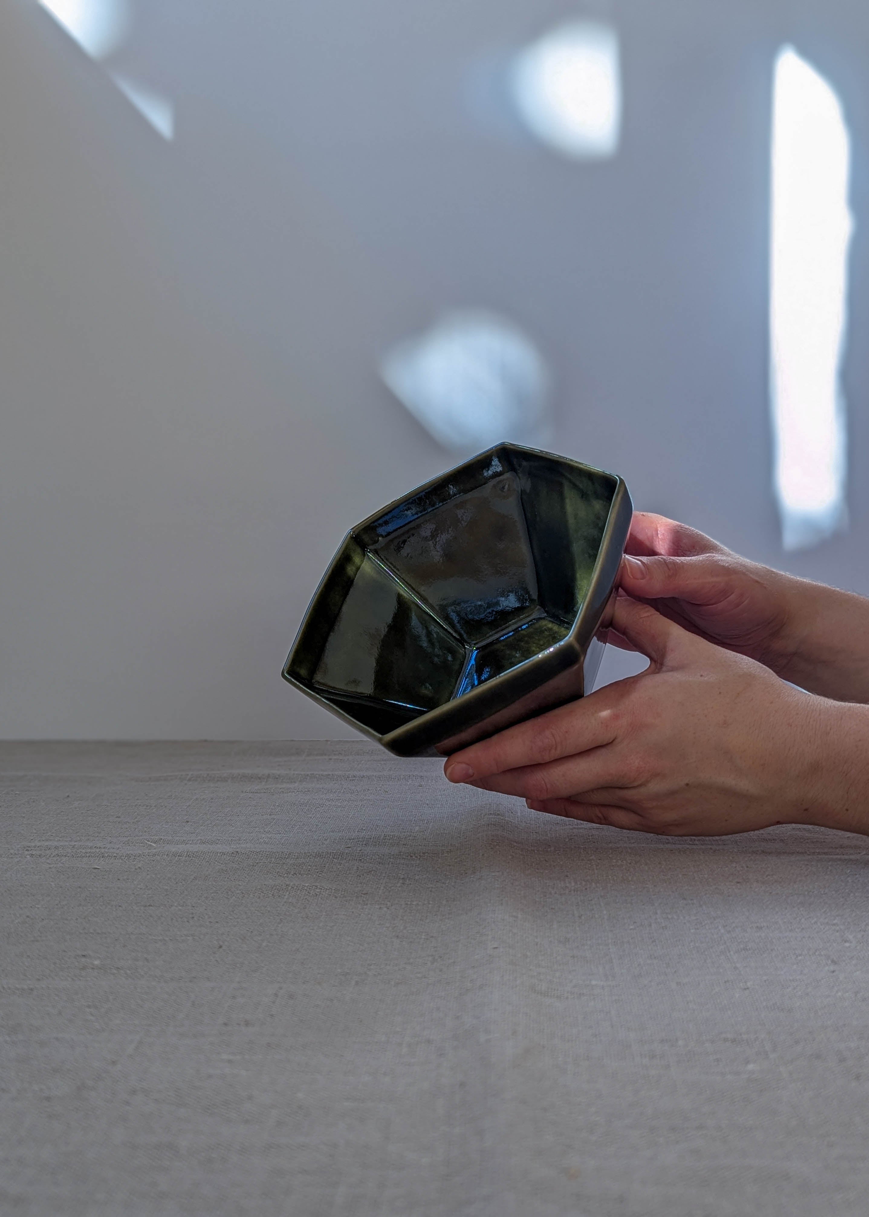 Hexagon cereal bowl - olive