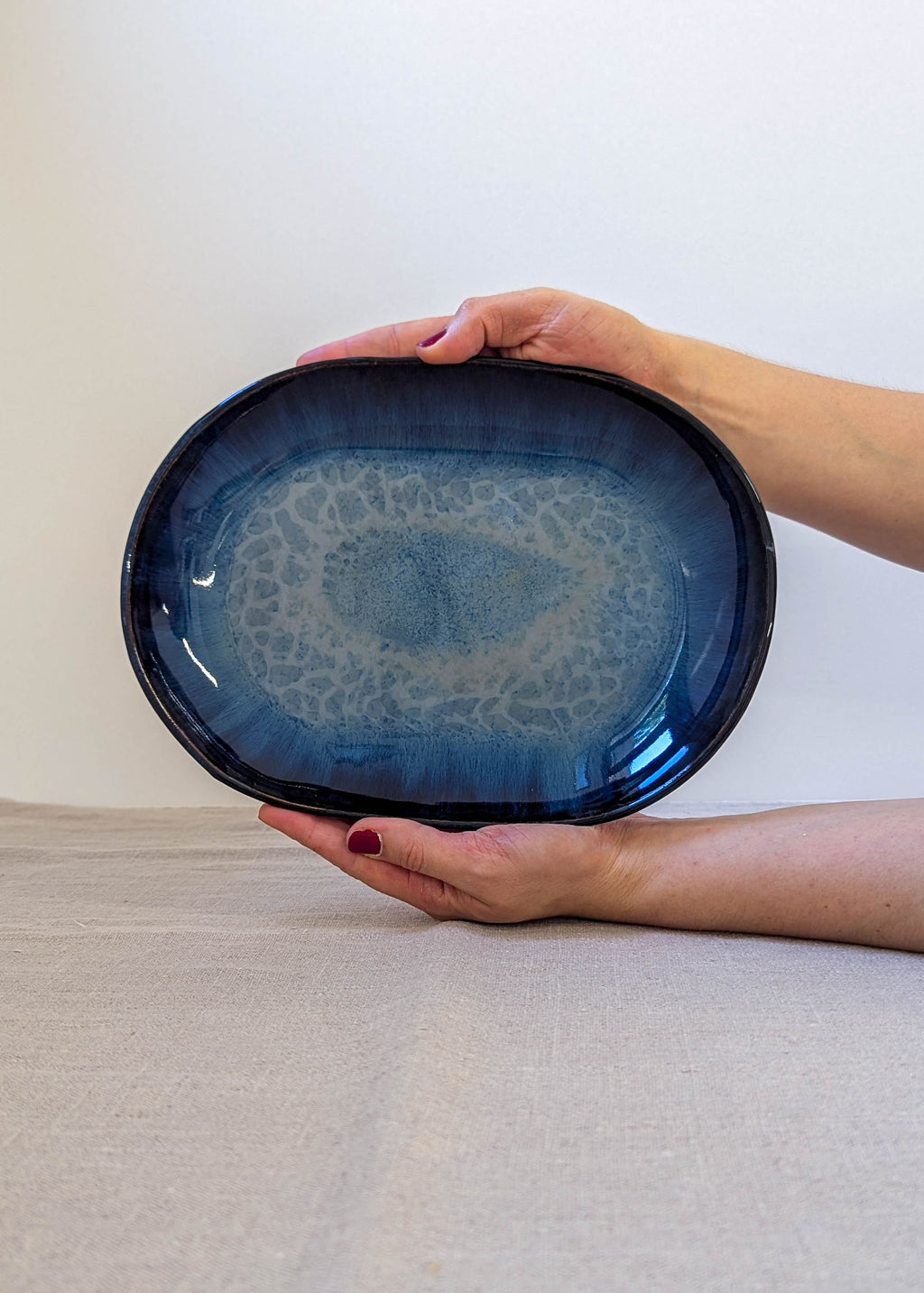 Tall oval platter - seafoam