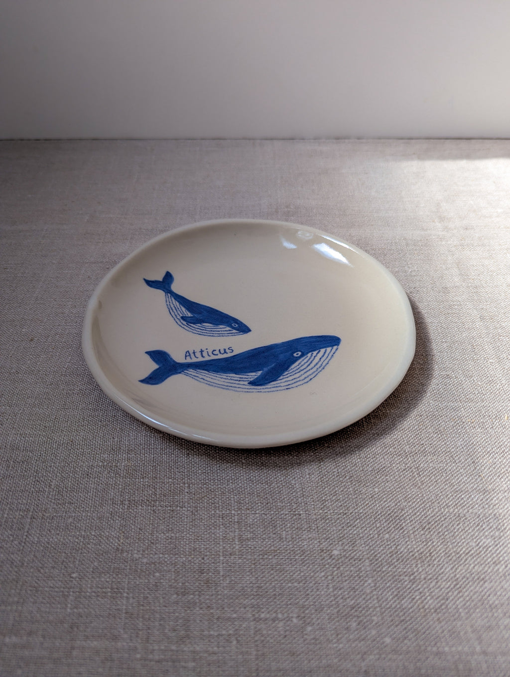 Personalised humpback whale plate 18 cm