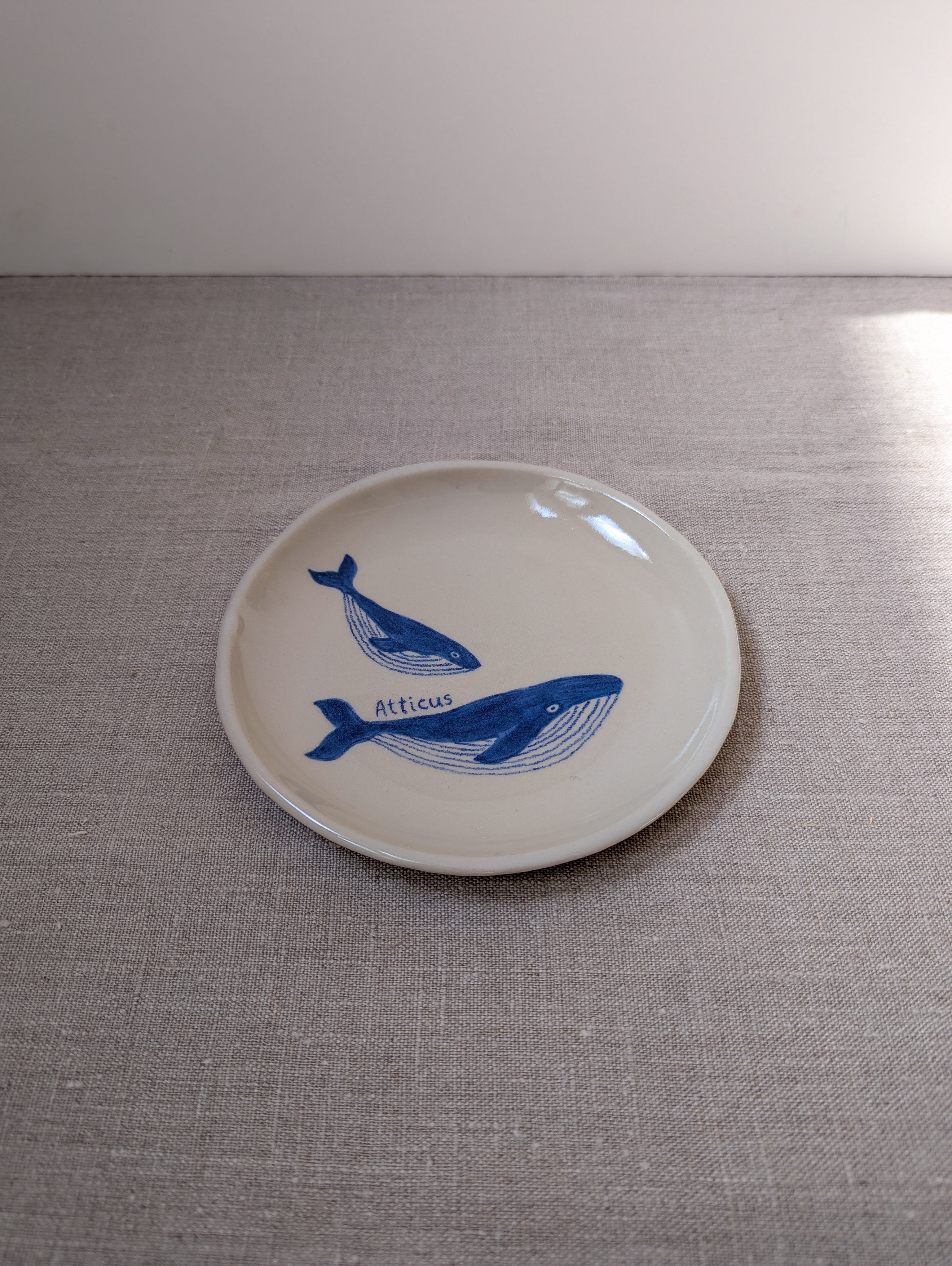 Personalised humpback whale plate 18 cm