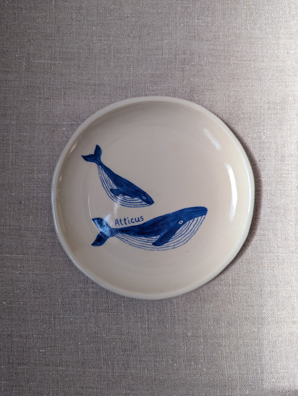 Personalised humpback whale plate 18 cm