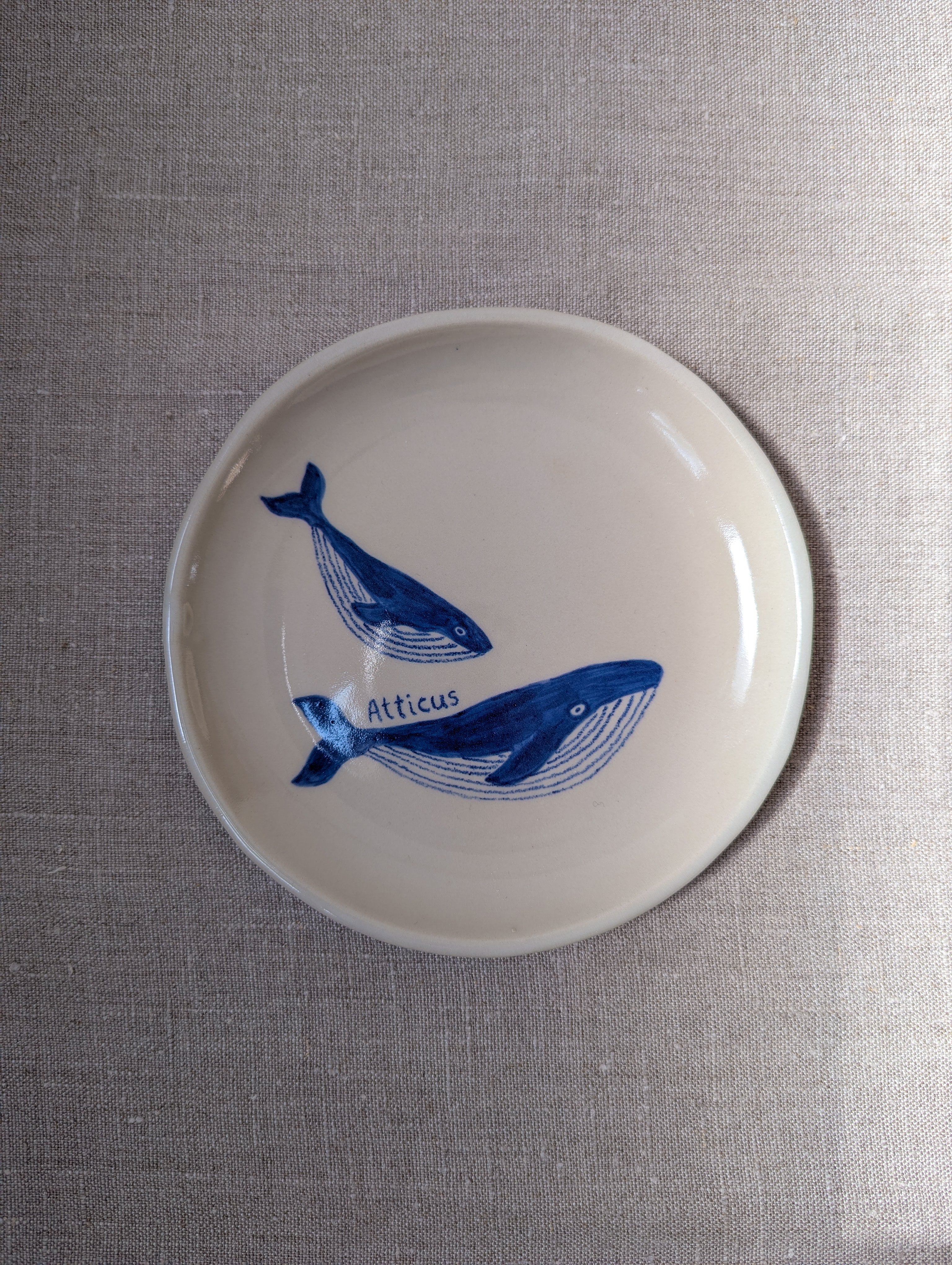 Personalised humpback whale plate 18 cm