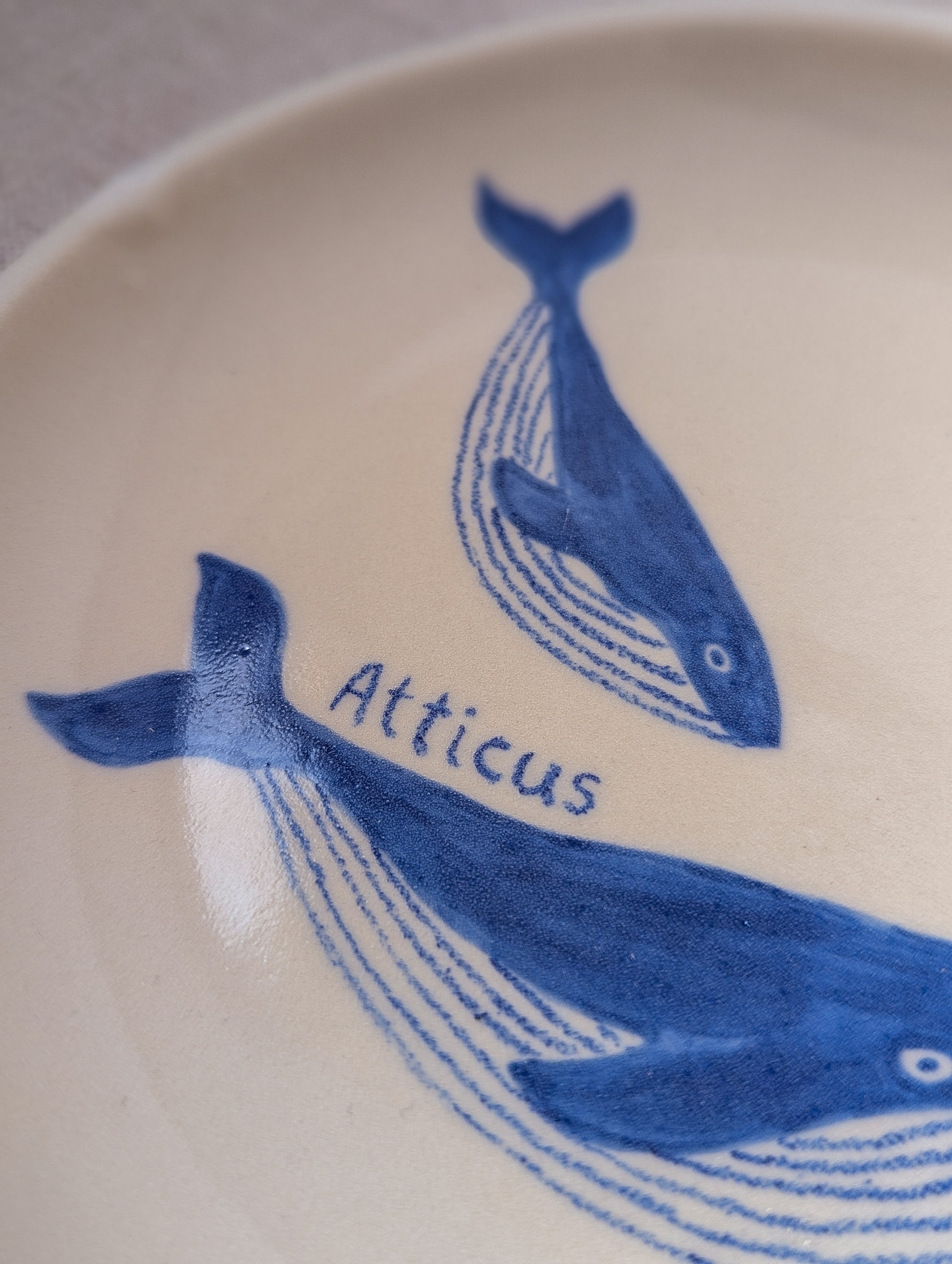 Personalised humpback whale plate 18 cm