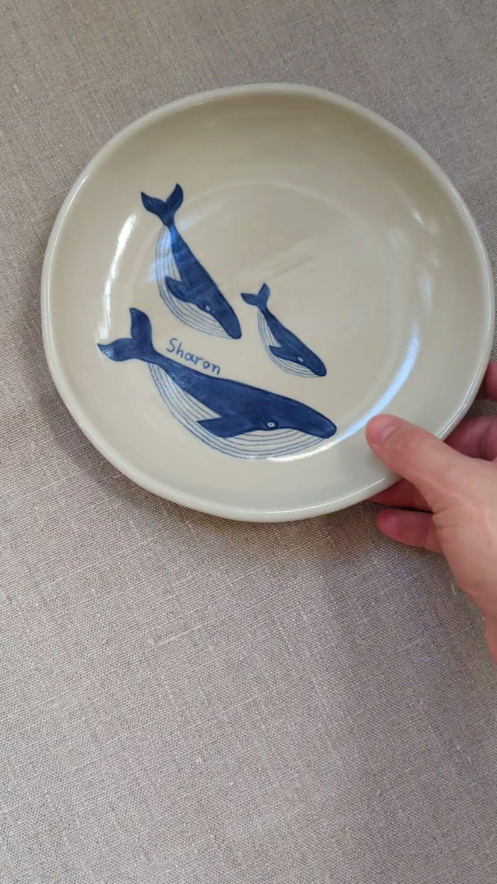 Personalised humpback whales plate 18 cm