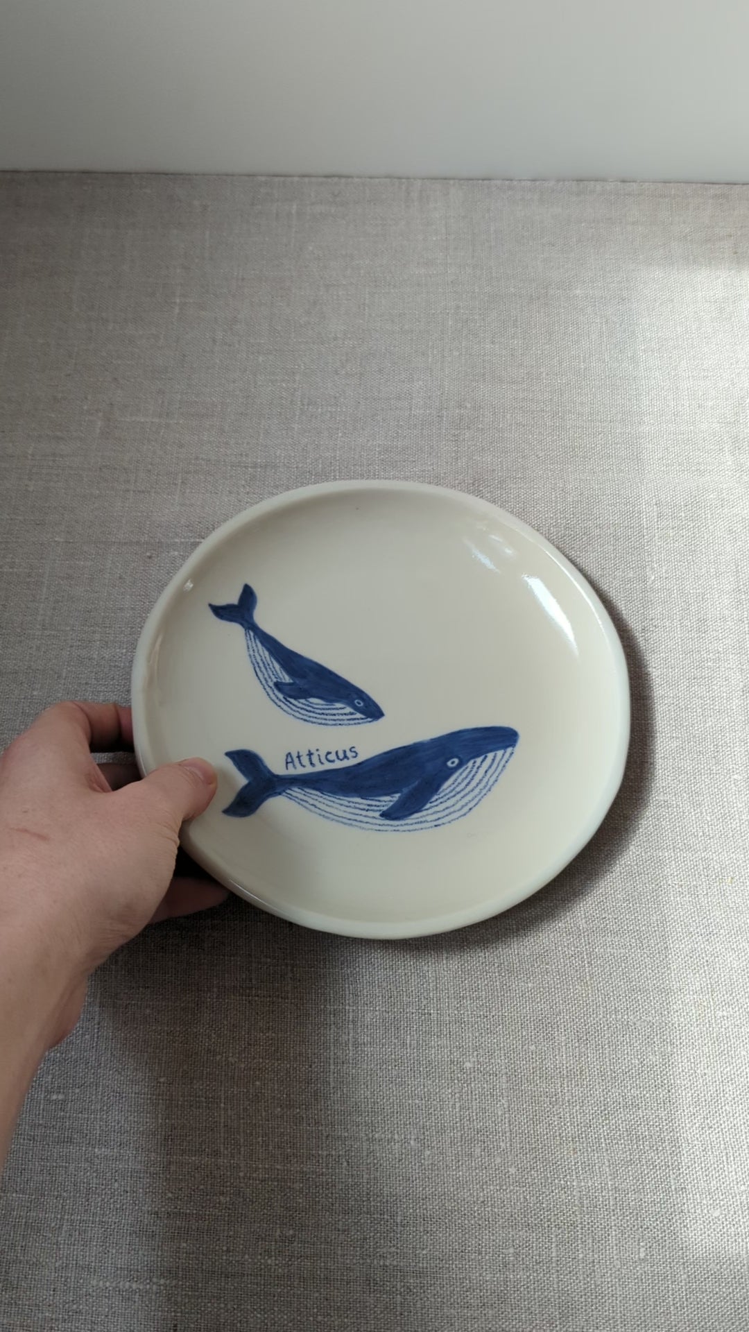 Personalised humpback whale plate 18 cm