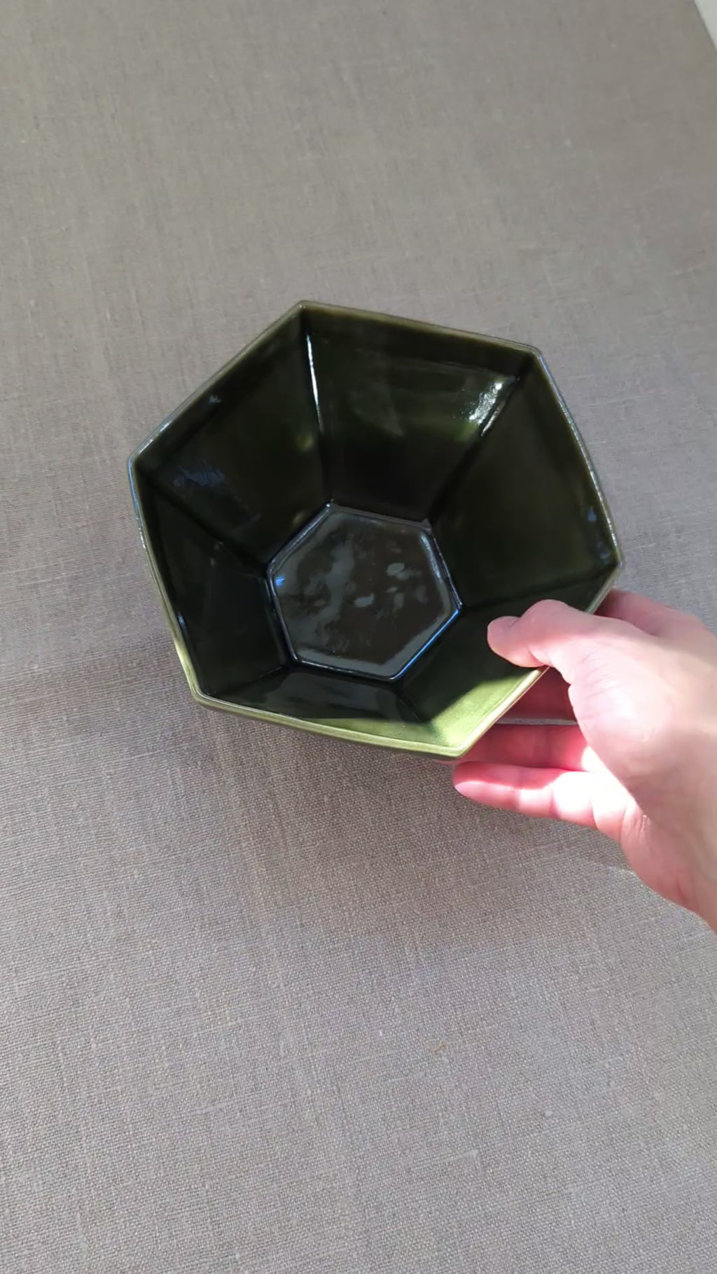 Hexagon cereal bowl - olive