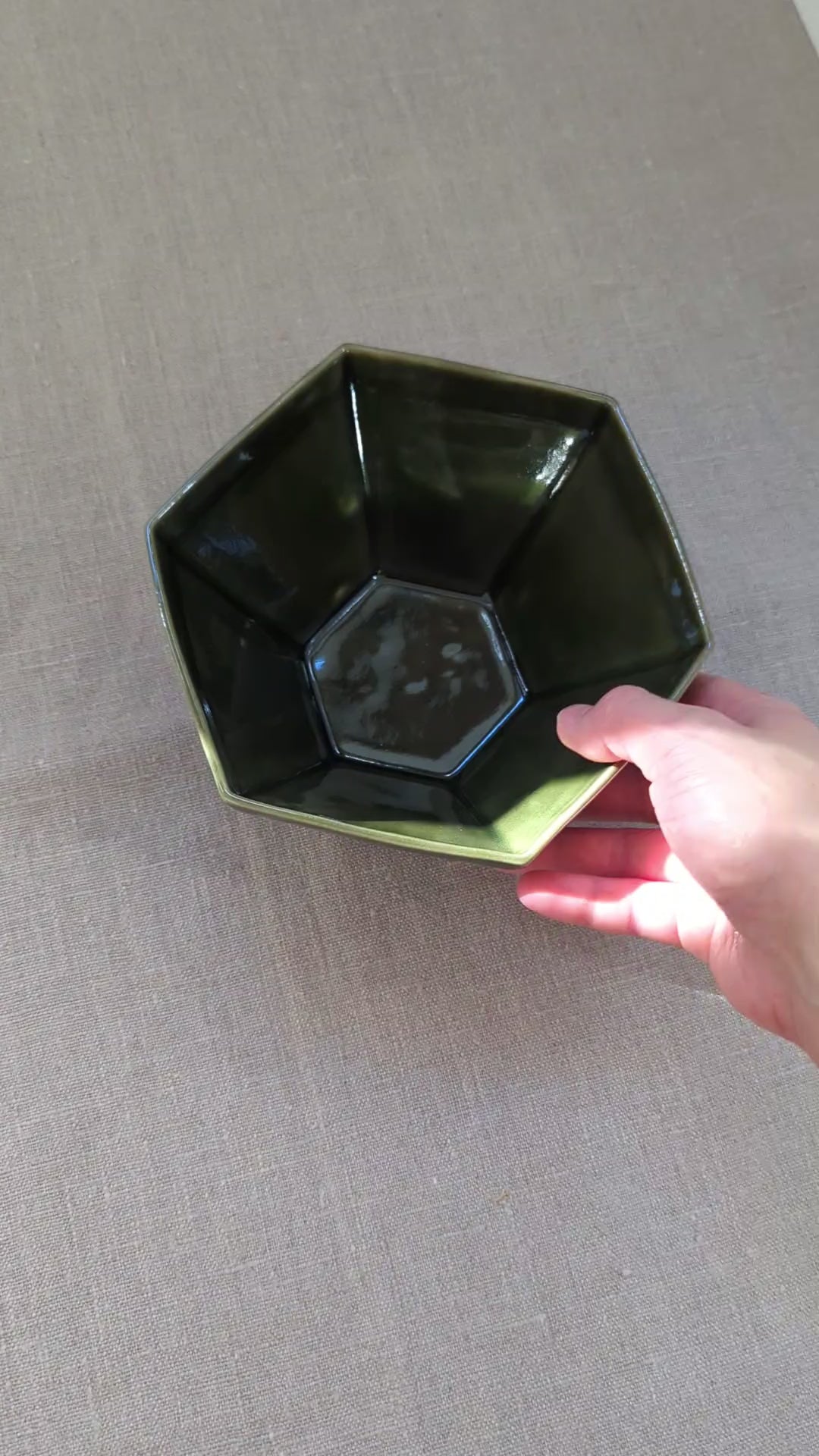 Hexagon cereal bowl - olive