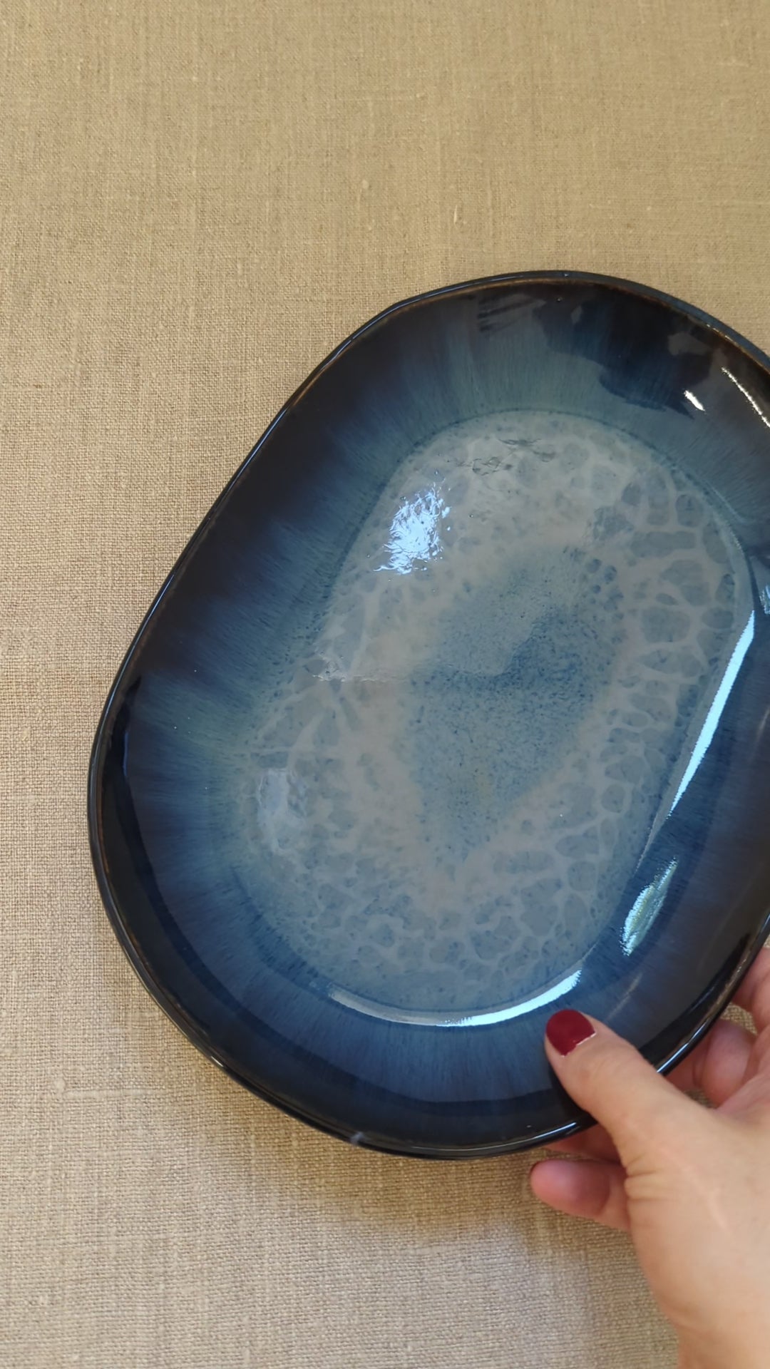 Tall oval platter - seafoam