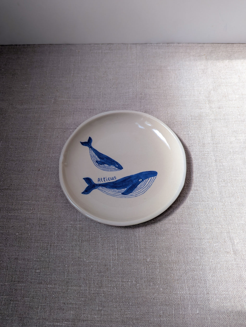 Personalised humpback whale plate 18 cm