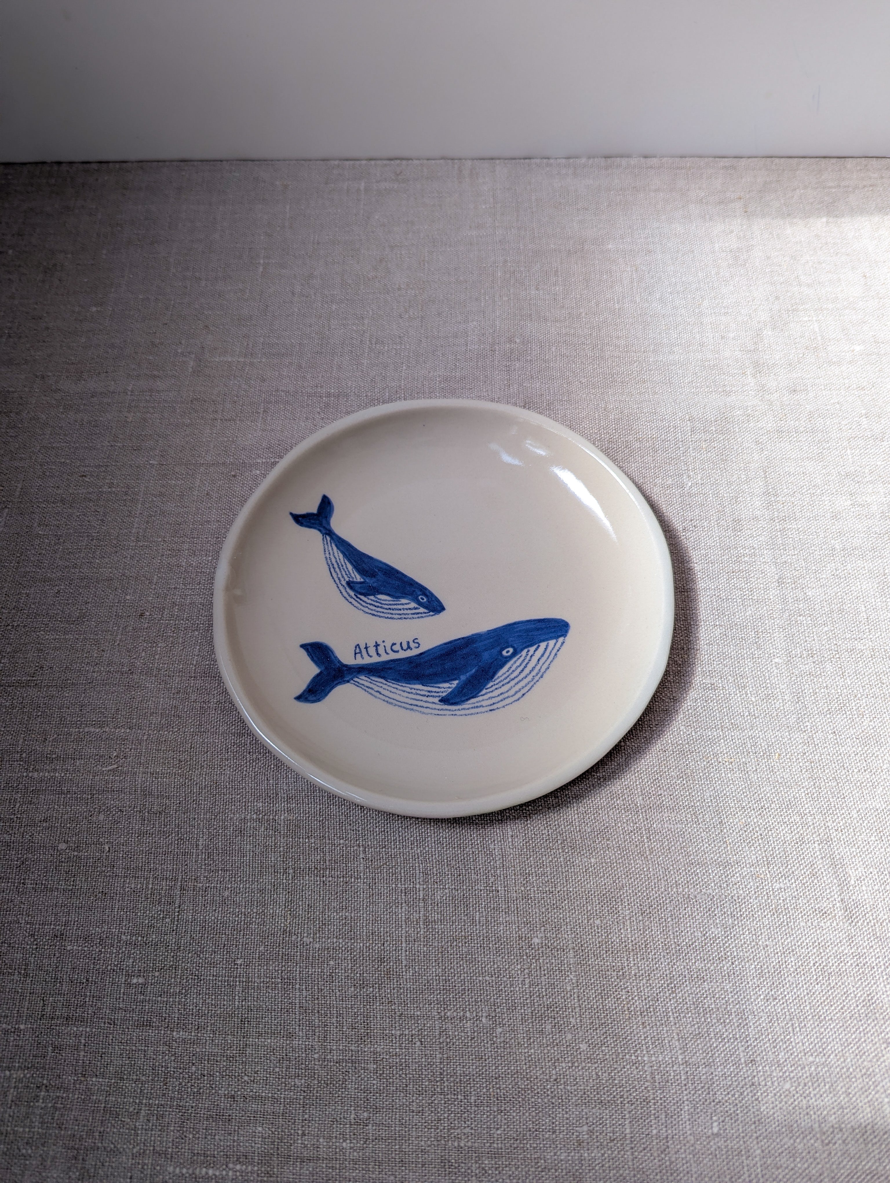 Personalised humpback whale plate 18 cm
