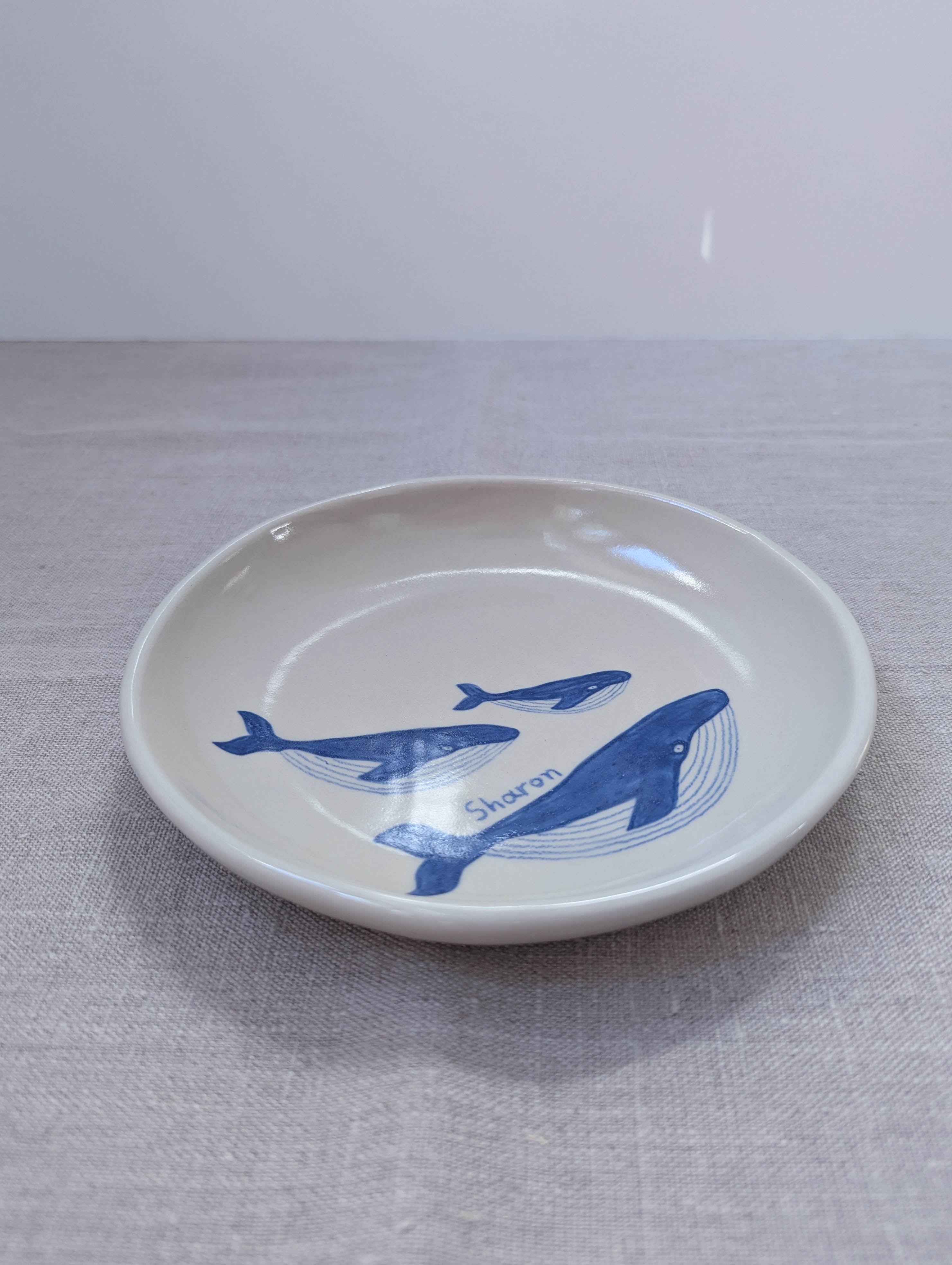 Personalised humpback whales plate 18 cm