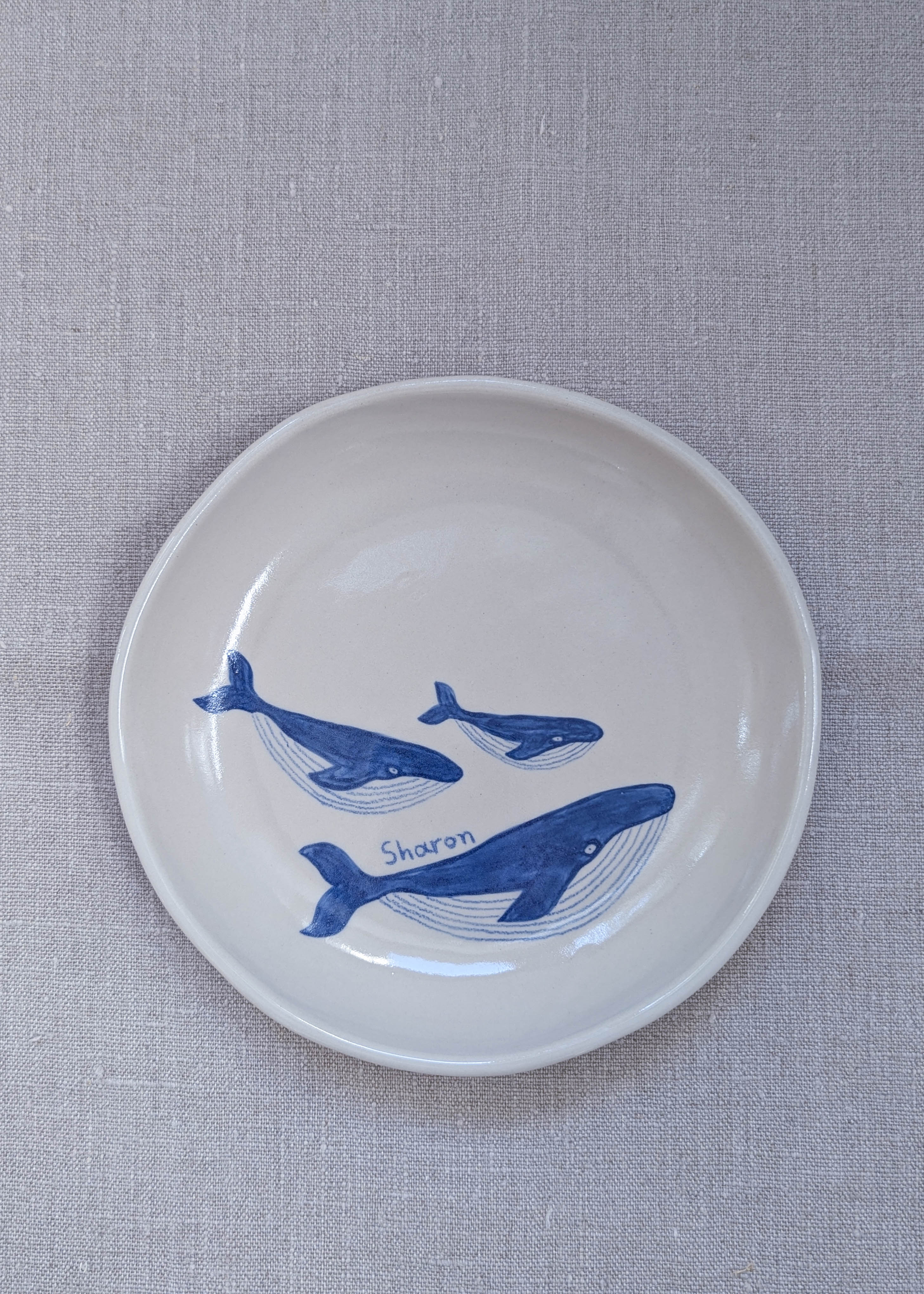 Personalised humpback whales plate 18 cm